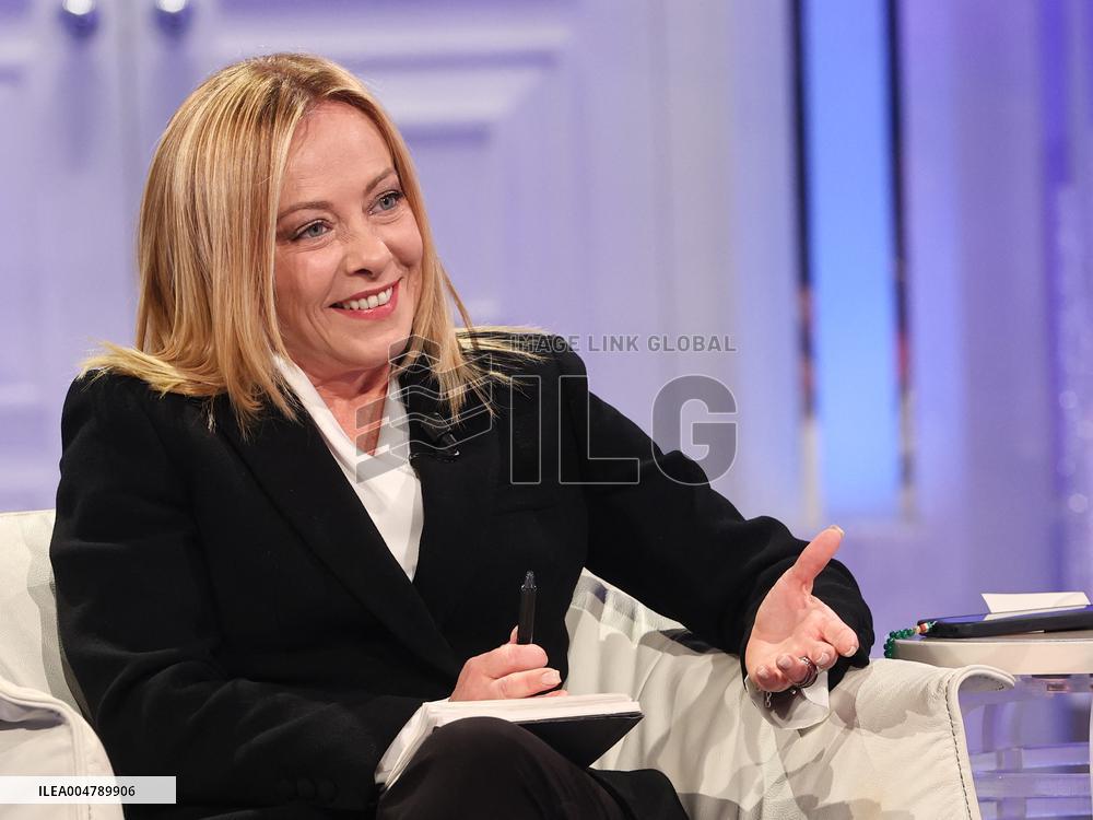 Giorgia Meloni At Porta a Porta TV Show - Rome