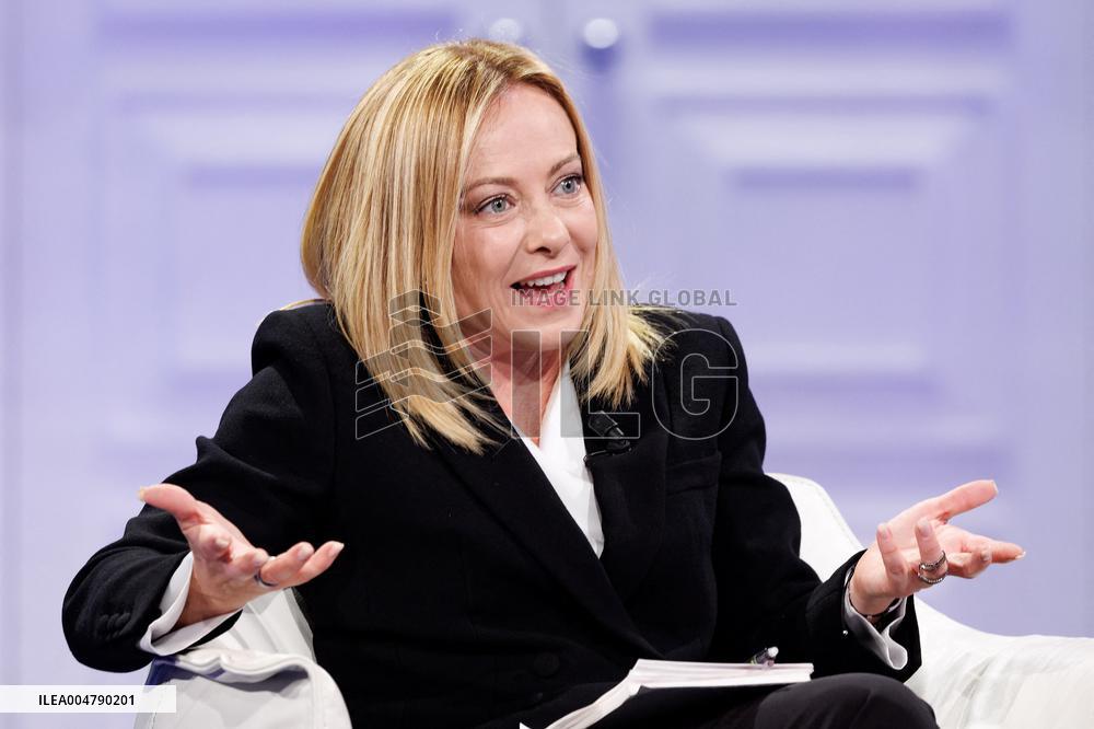 Giorgia Meloni Guest on The Programme "Cinque Minuti" - Rome
