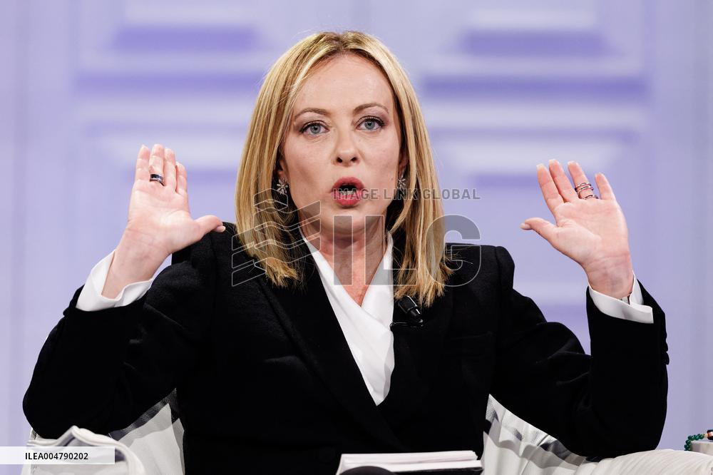 Giorgia Meloni Guest on The Programme "Cinque Minuti" - Rome