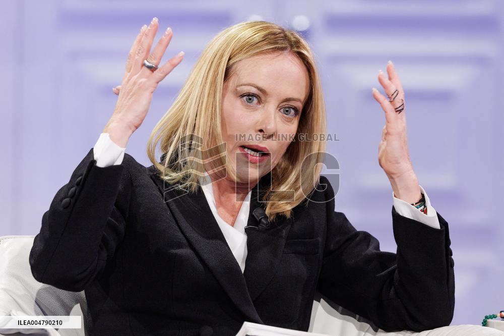 Giorgia Meloni Guest on The Programme "Cinque Minuti" - Rome