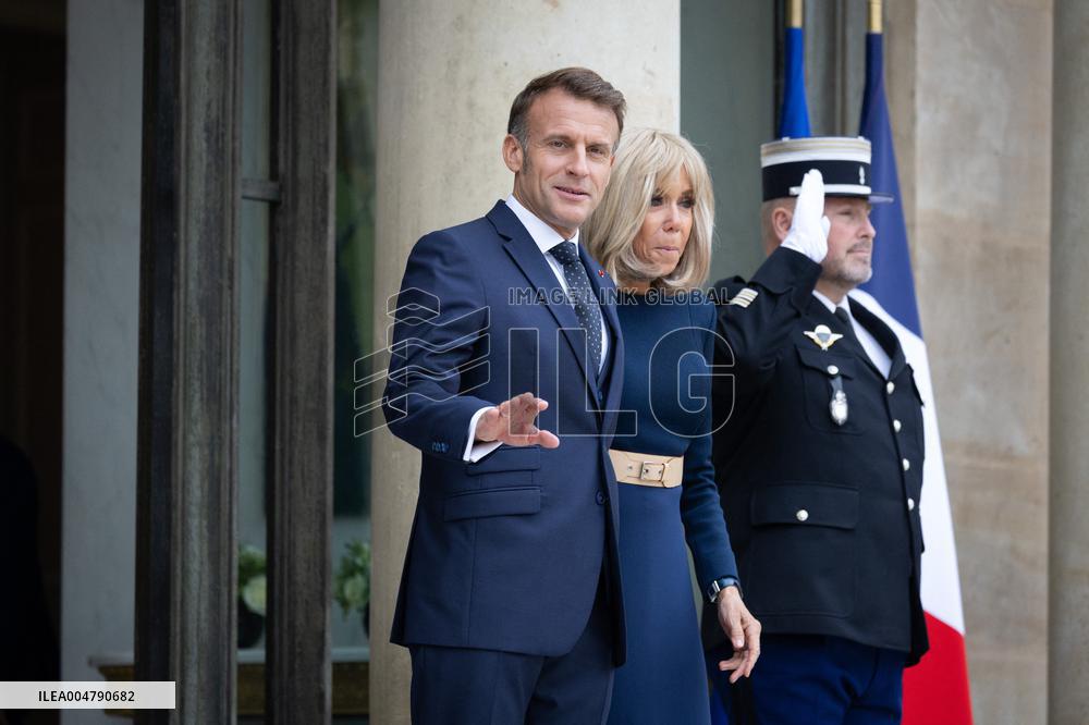 Emmanuel Macron and Brigitte Macron meet with Crown Prince of the Kingdom of Jordan - Paris