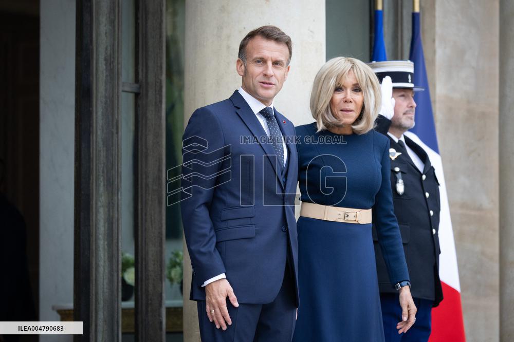 Emmanuel Macron and Brigitte Macron meet with Crown Prince of the Kingdom of Jordan - Paris