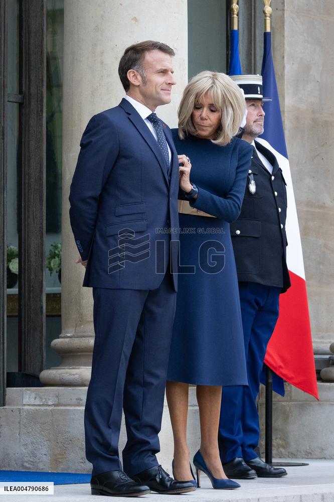 Emmanuel Macron and Brigitte Macron meet with Crown Prince of the Kingdom of Jordan - Paris