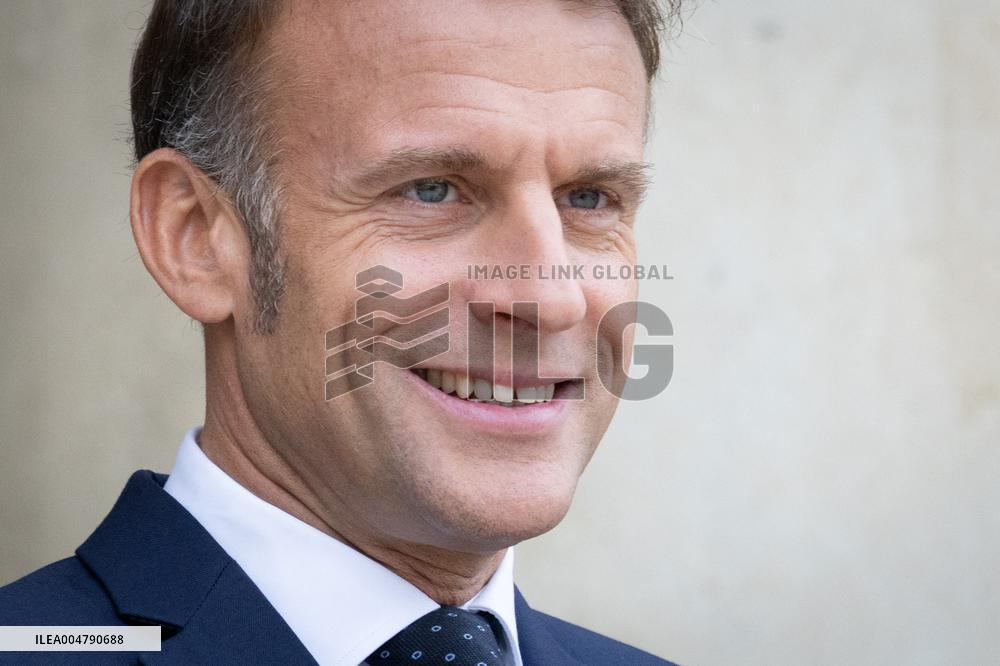 Emmanuel Macron and Brigitte Macron meet with Crown Prince of the Kingdom of Jordan - Paris