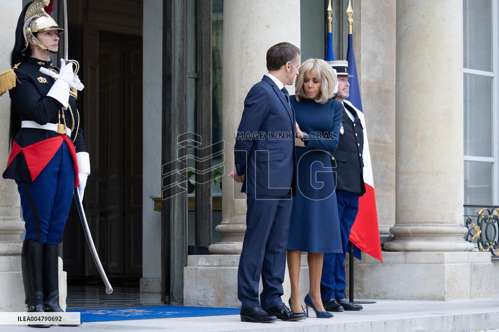 Emmanuel Macron and Brigitte Macron meet with Crown Prince of the Kingdom of Jordan - Paris