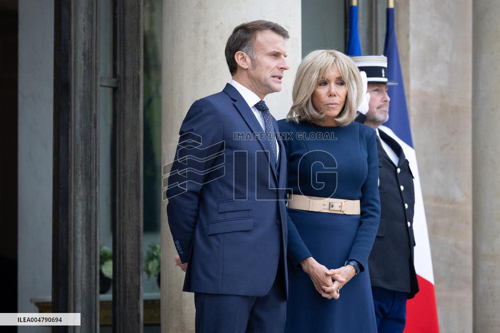 Emmanuel Macron and Brigitte Macron meet with Crown Prince of the Kingdom of Jordan - Paris