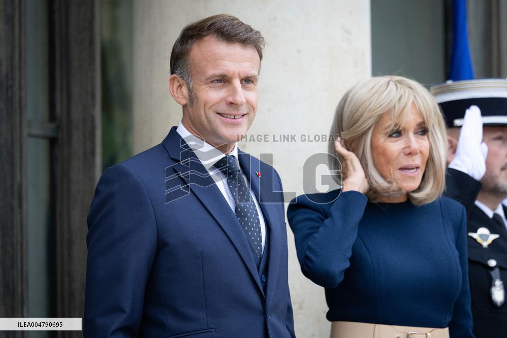 Emmanuel Macron and Brigitte Macron meet with Crown Prince of the Kingdom of Jordan - Paris