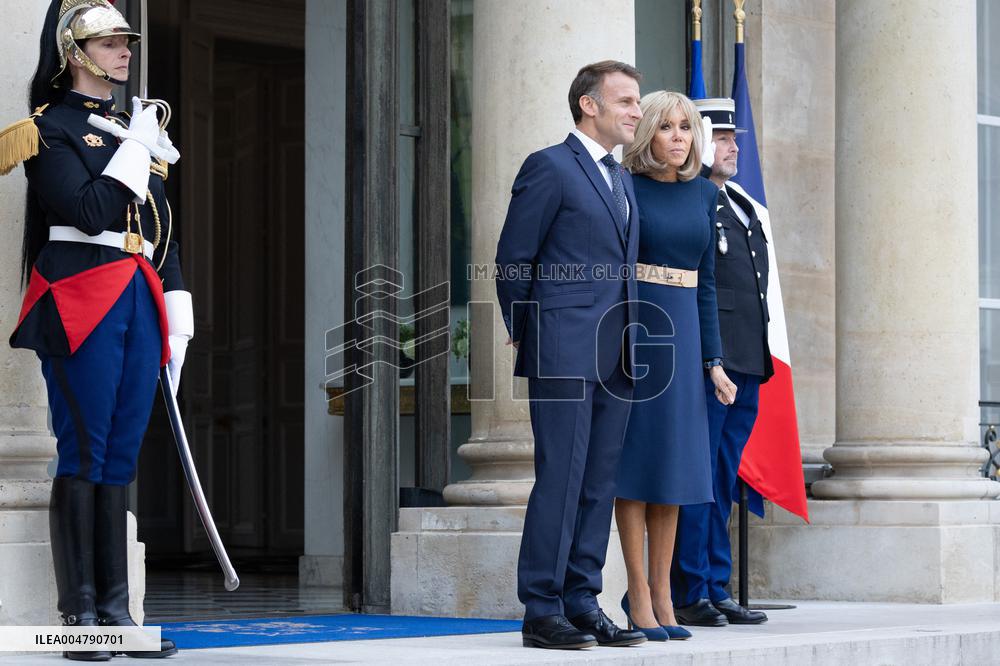Emmanuel Macron and Brigitte Macron meet with Crown Prince of the Kingdom of Jordan - Paris