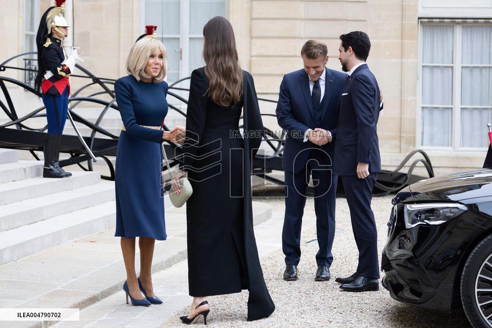 Emmanuel Macron and Brigitte Macron meet with Crown Prince of the Kingdom of Jordan - Paris