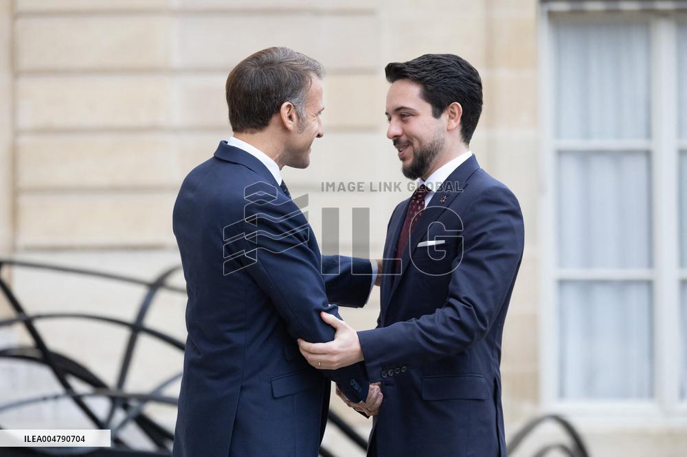 Emmanuel Macron and Brigitte Macron meet with Crown Prince of the Kingdom of Jordan - Paris