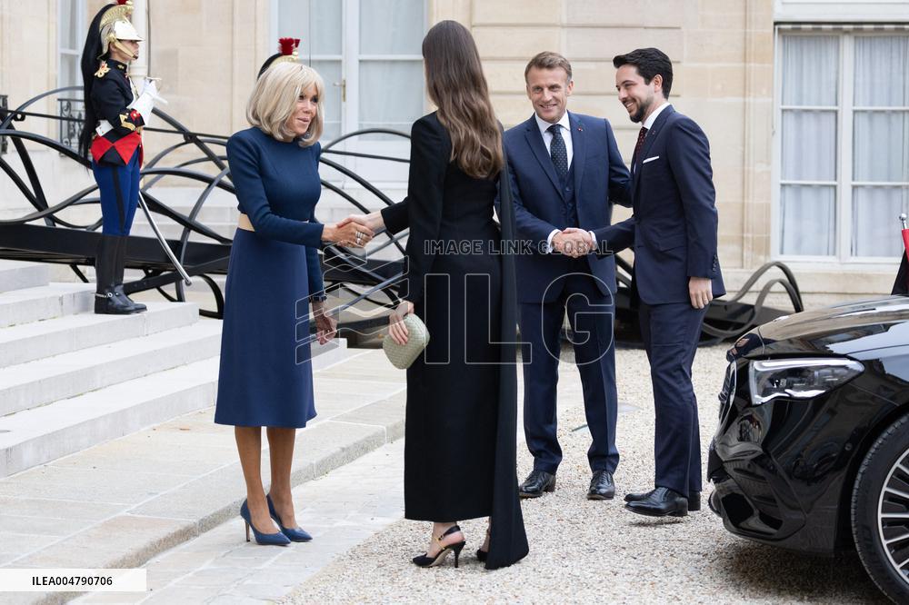 Emmanuel Macron and Brigitte Macron meet with Crown Prince of the Kingdom of Jordan - Paris