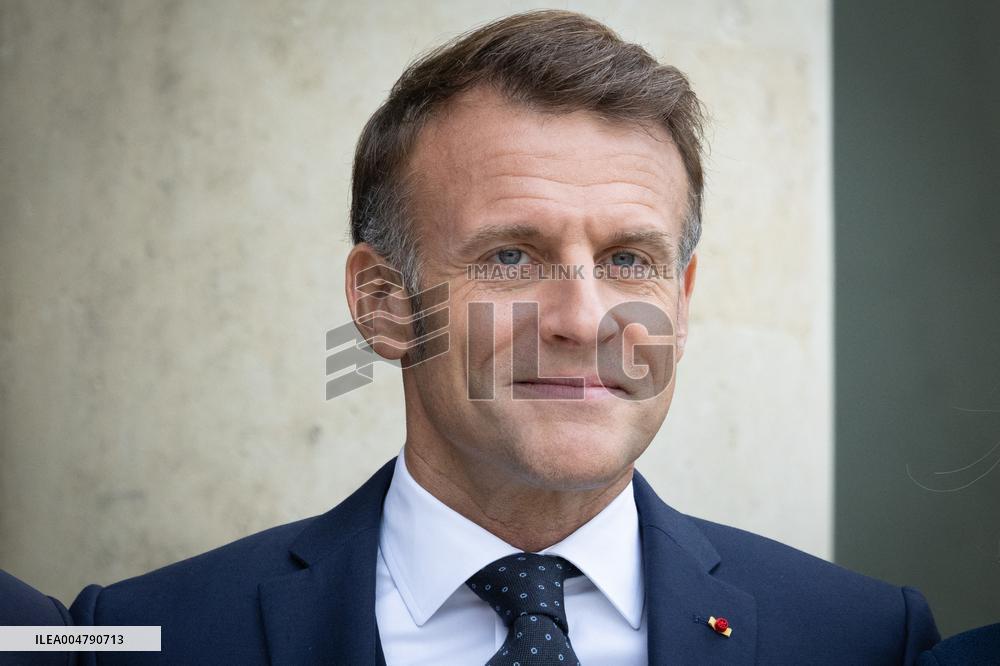 Emmanuel Macron and Brigitte Macron meet with Crown Prince of the Kingdom of Jordan - Paris