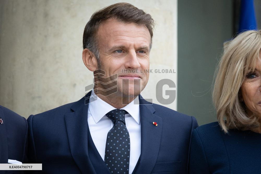 Emmanuel Macron and Brigitte Macron meet with Crown Prince of the Kingdom of Jordan - Paris