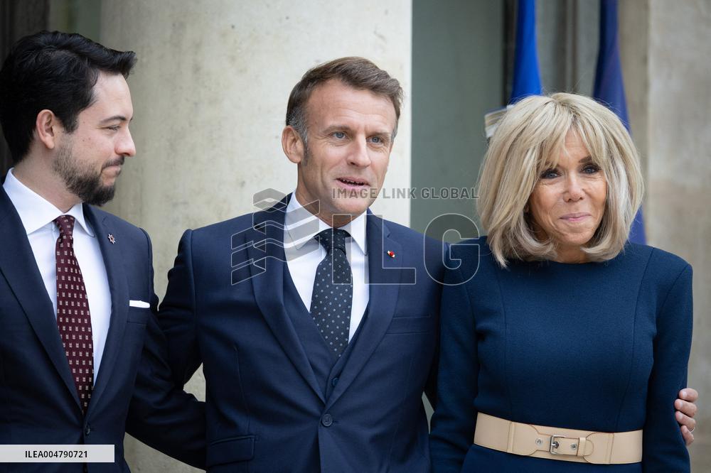 Emmanuel Macron and Brigitte Macron meet with Crown Prince of the Kingdom of Jordan - Paris