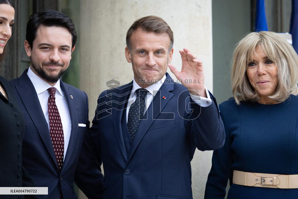 Emmanuel Macron and Brigitte Macron meet with Crown Prince of the Kingdom of Jordan - Paris