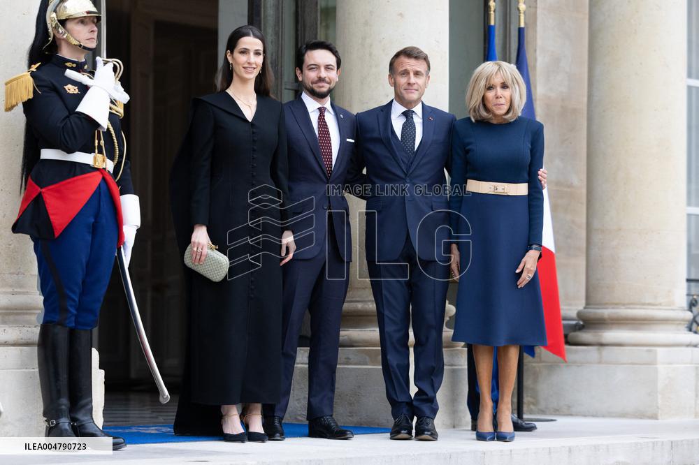 Emmanuel Macron and Brigitte Macron meet with Crown Prince of the Kingdom of Jordan - Paris