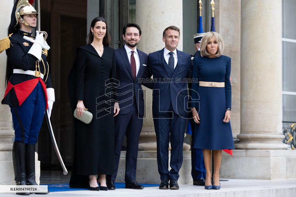 Emmanuel Macron and Brigitte Macron meet with Crown Prince of the Kingdom of Jordan - Paris