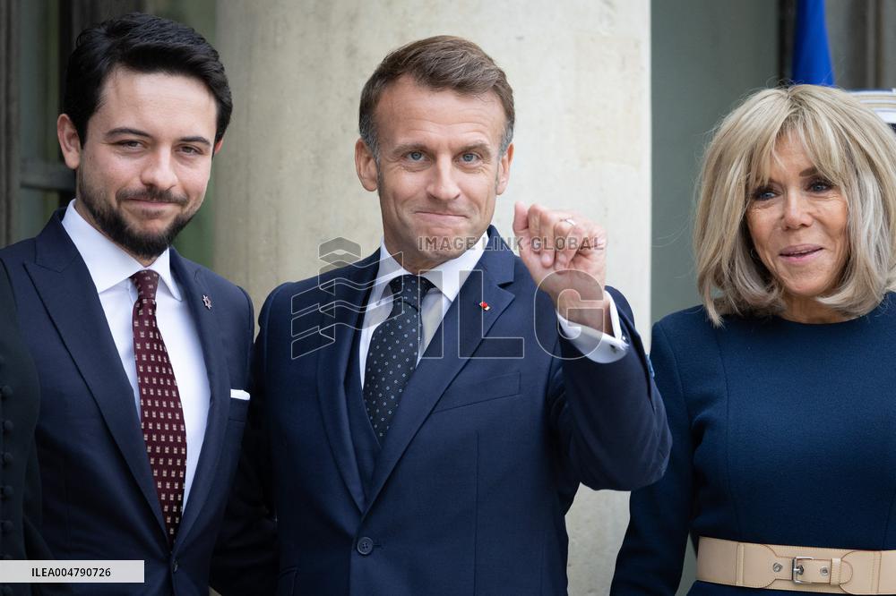 Emmanuel Macron and Brigitte Macron meet with Crown Prince of the Kingdom of Jordan - Paris