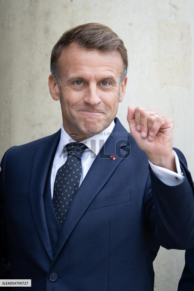 Emmanuel Macron and Brigitte Macron meet with Crown Prince of the Kingdom of Jordan - Paris