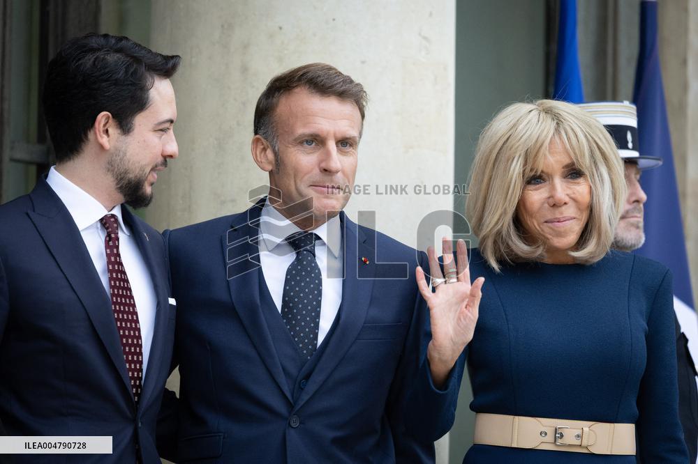 Emmanuel Macron and Brigitte Macron meet with Crown Prince of the Kingdom of Jordan - Paris
