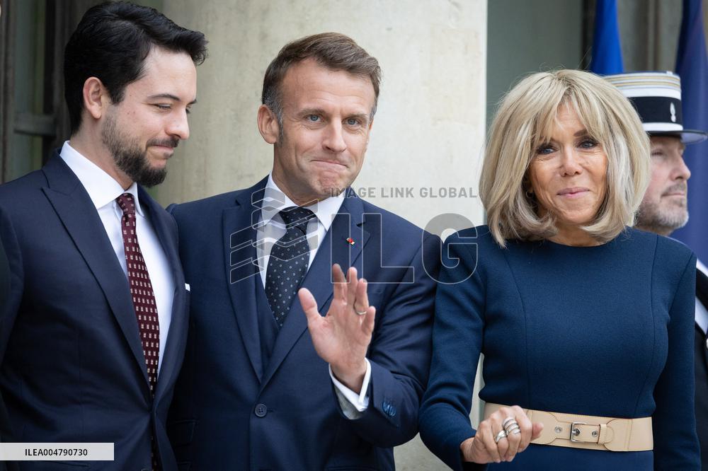 Emmanuel Macron and Brigitte Macron meet with Crown Prince of the Kingdom of Jordan - Paris