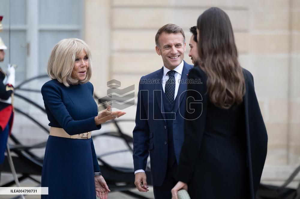 Emmanuel Macron and Brigitte Macron meet with Crown Prince of the Kingdom of Jordan - Paris