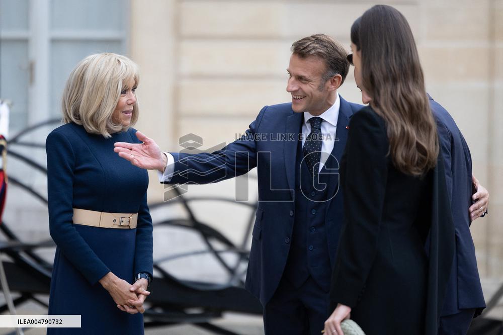 Emmanuel Macron and Brigitte Macron meet with Crown Prince of the Kingdom of Jordan - Paris
