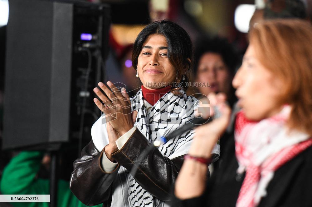 Rima Hassan At Global Sumud Flotilla Celebration - Paris