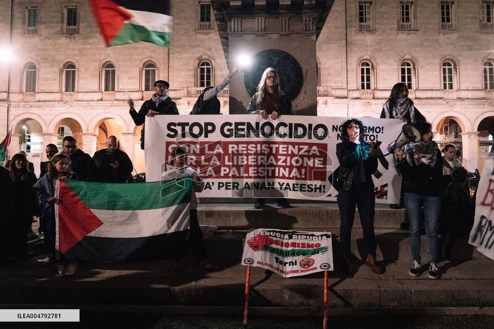 Protests Erupt In Perugia Over Blocked Flotilla - Italy