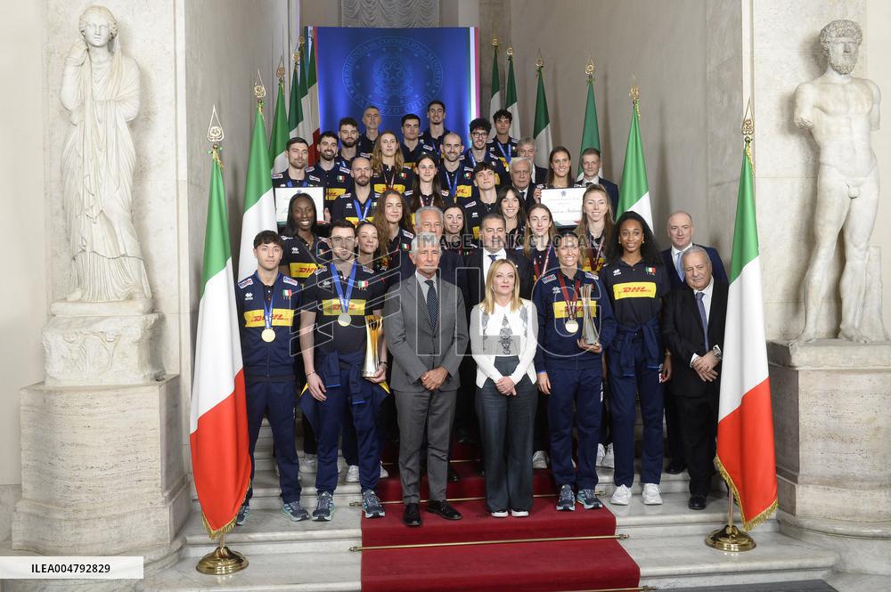 Giorgia Meloni Meets Volleyball Champions - Rome