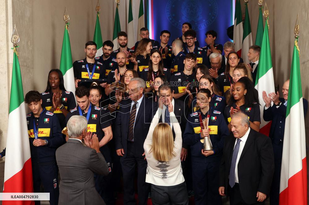 Giorgia Meloni Meets Volleyball Champions - Rome