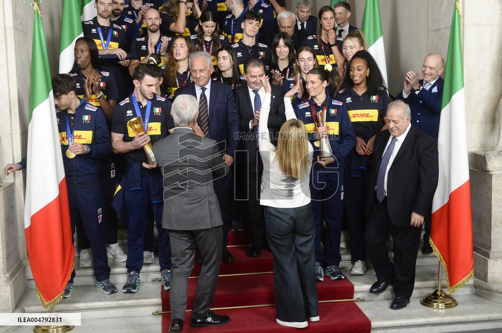 Giorgia Meloni Meets Volleyball Champions - Rome