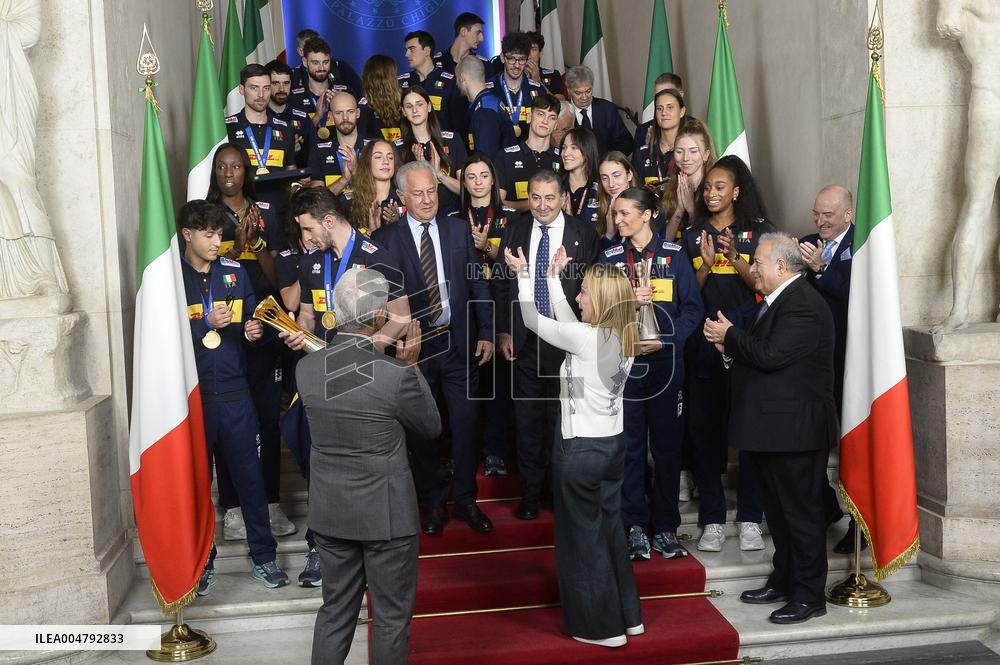 Giorgia Meloni Meets Volleyball Champions - Rome