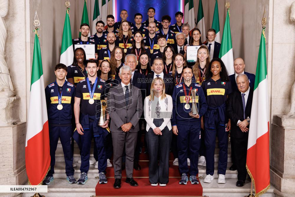 Giorgia Meloni Meets Volleyball Champions - Rome