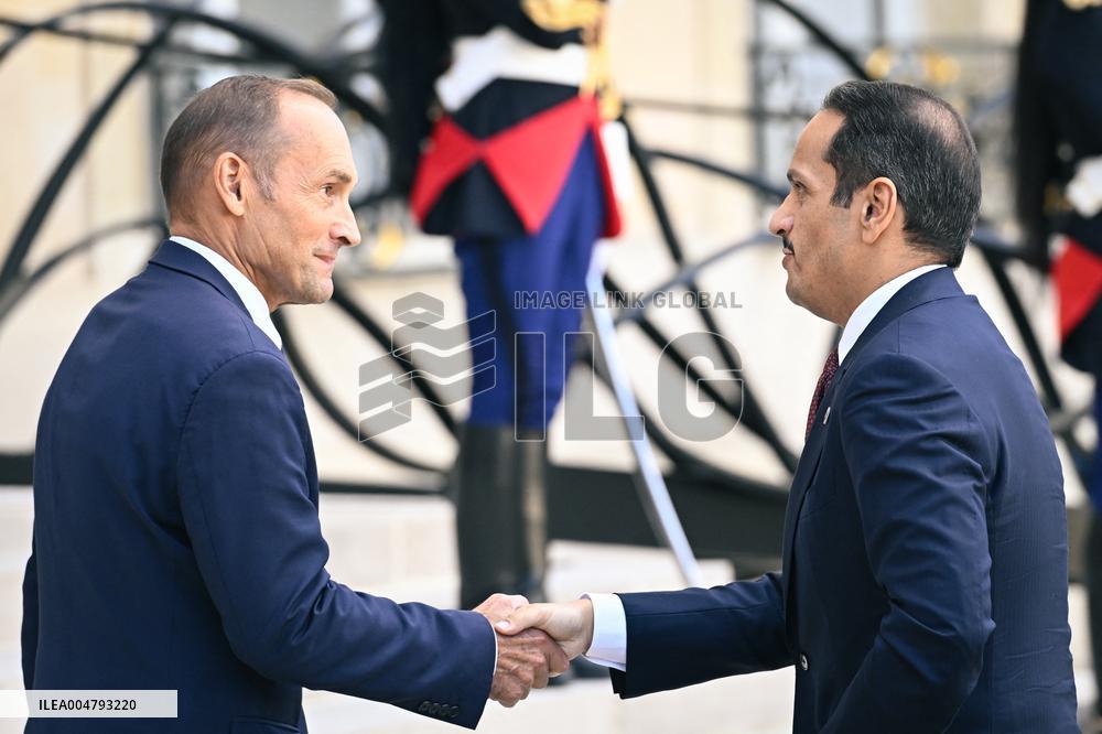 Mohammed bin Abdulrahman bin Jassim Al-Thani arrives at the Elysee Palace FA