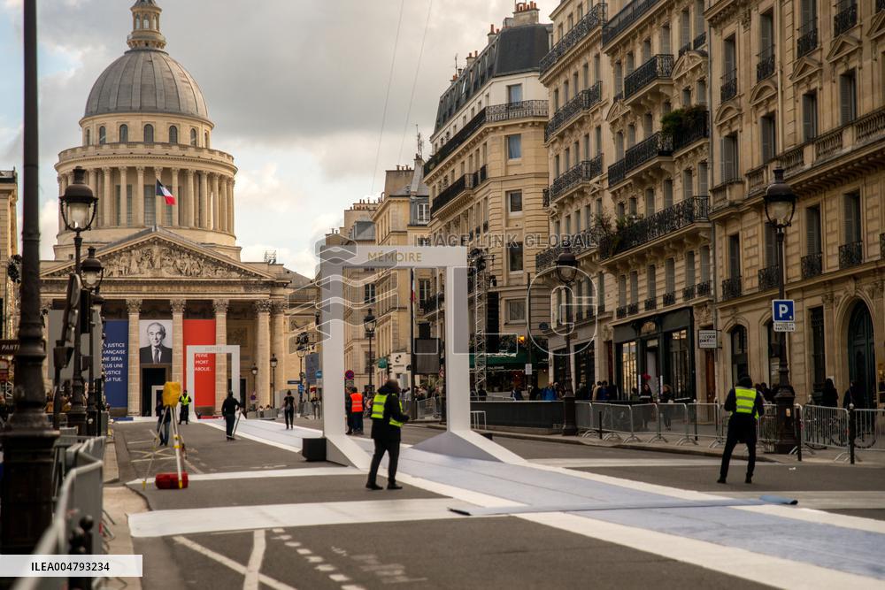 Final Preparations Before Robert Badinter's Honor At Pantheon - Paris