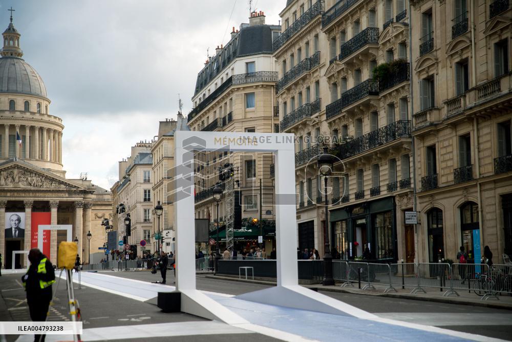 Final Preparations Before Robert Badinter's Honor At Pantheon - Paris