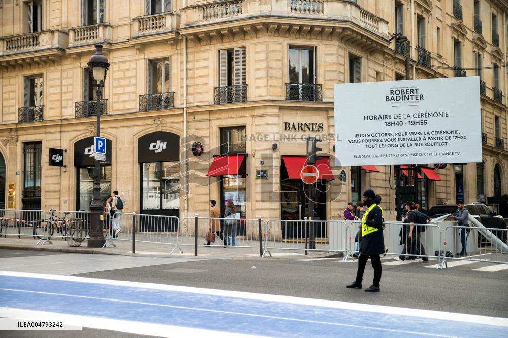 Final Preparations Before Robert Badinter's Honor At Pantheon - Paris