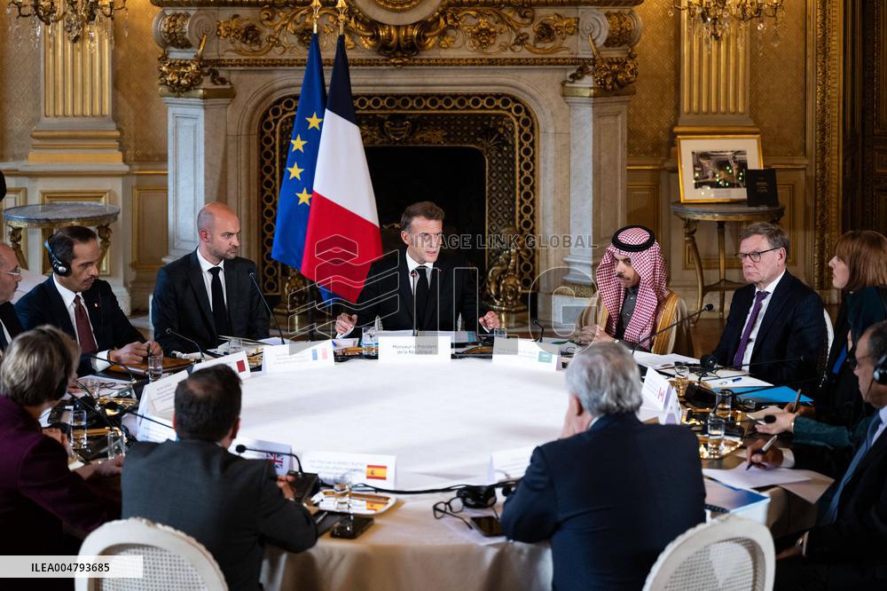 Emmanuel Macron at Meeting for a peace plan in Gaza - Paris