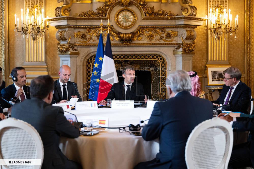 Emmanuel Macron at Meeting for a peace plan in Gaza - Paris