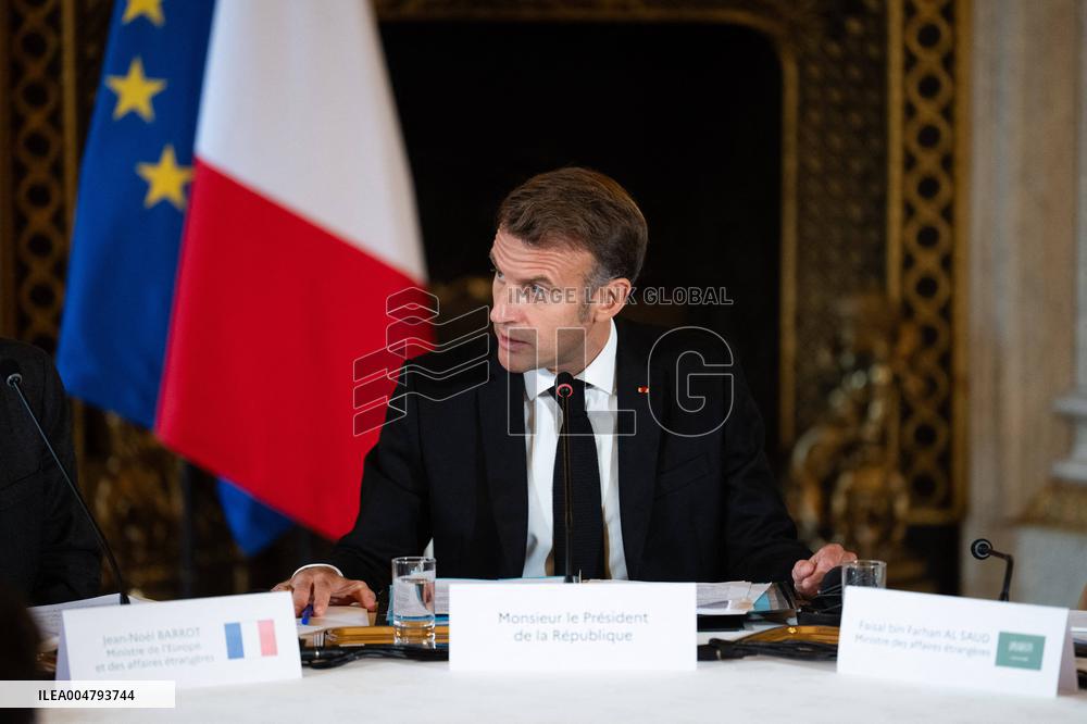 Emmanuel Macron at Meeting for a peace plan in Gaza - Paris