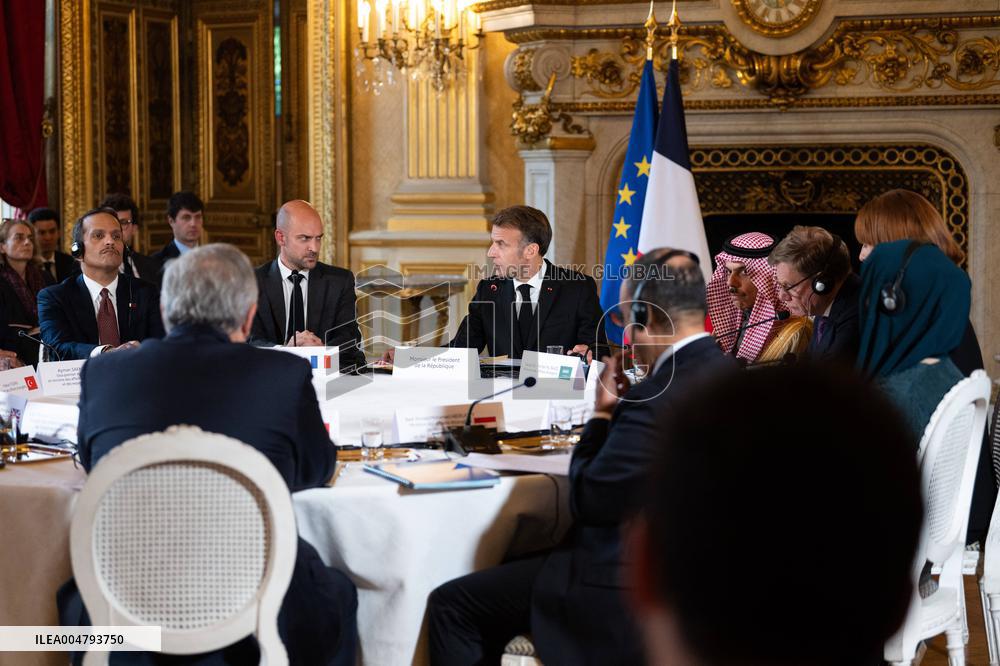 Emmanuel Macron at Meeting for a peace plan in Gaza - Paris