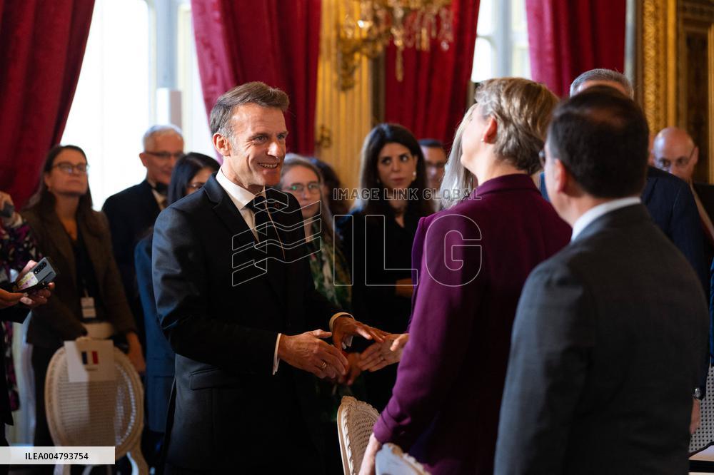 Emmanuel Macron at Meeting for a peace plan in Gaza - Paris