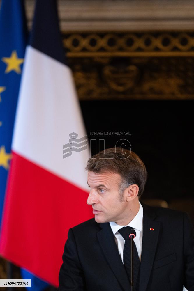 Emmanuel Macron at Meeting for a peace plan in Gaza - Paris