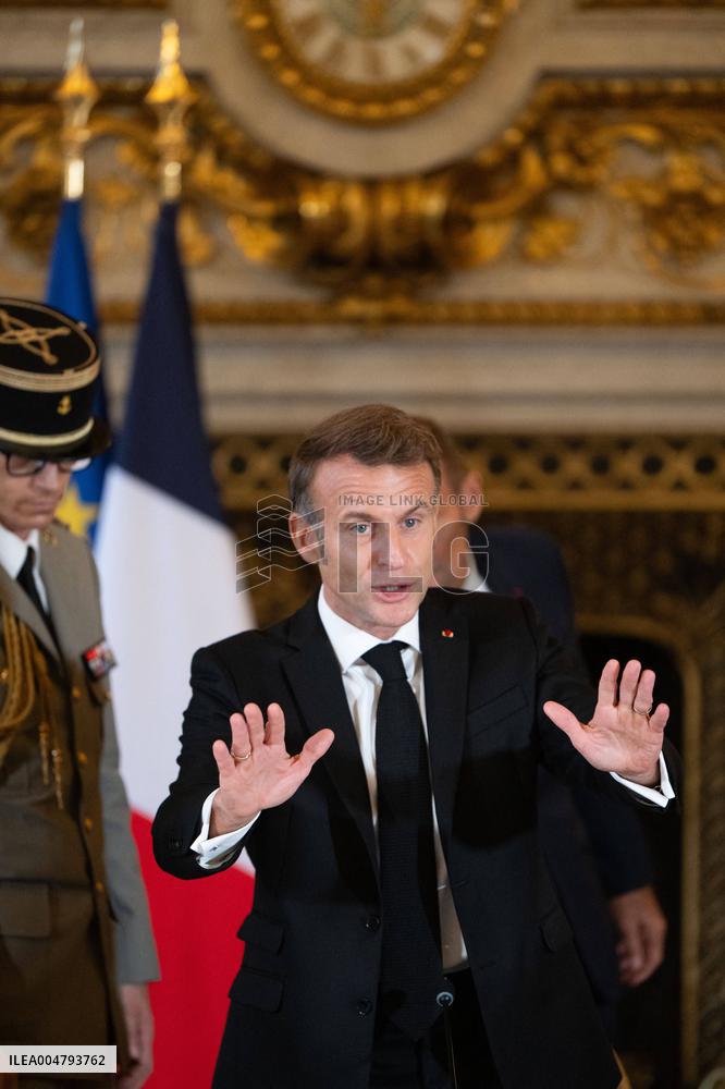 Emmanuel Macron at Meeting for a peace plan in Gaza - Paris