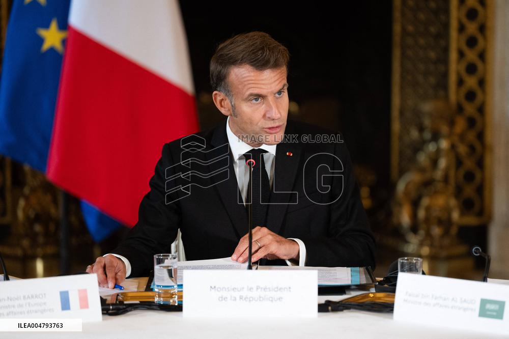 Emmanuel Macron at Meeting for a peace plan in Gaza - Paris