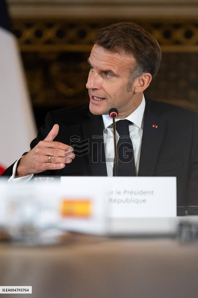 Emmanuel Macron at Meeting for a peace plan in Gaza - Paris