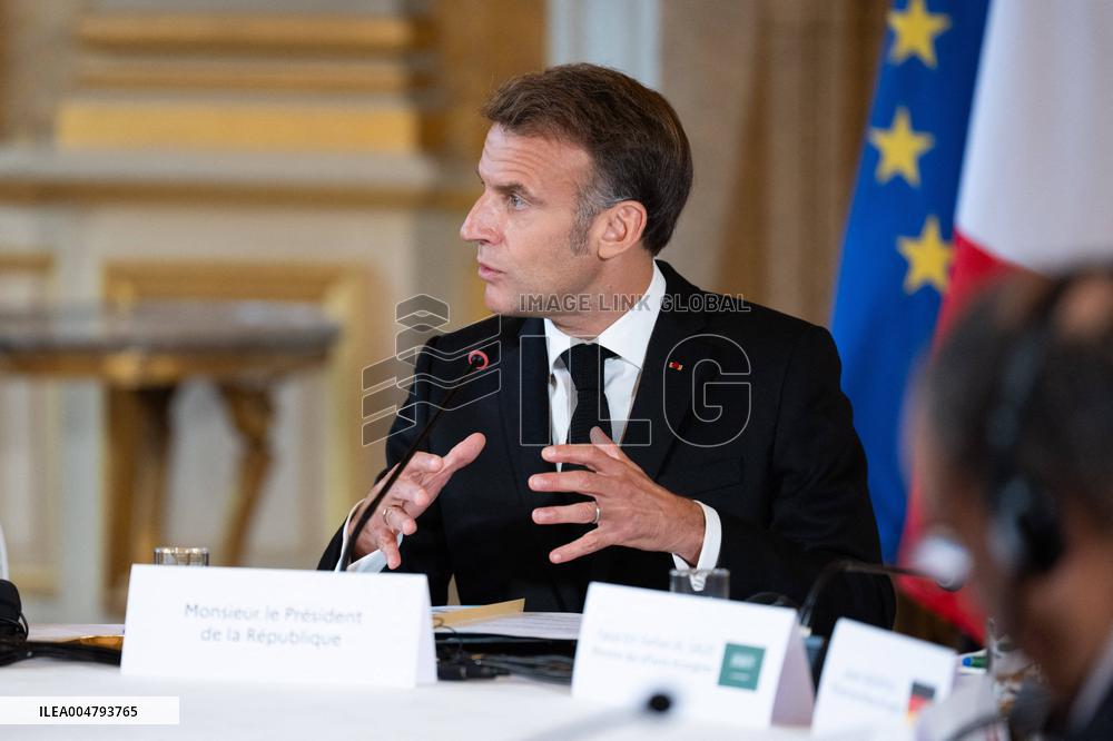 Emmanuel Macron at Meeting for a peace plan in Gaza - Paris