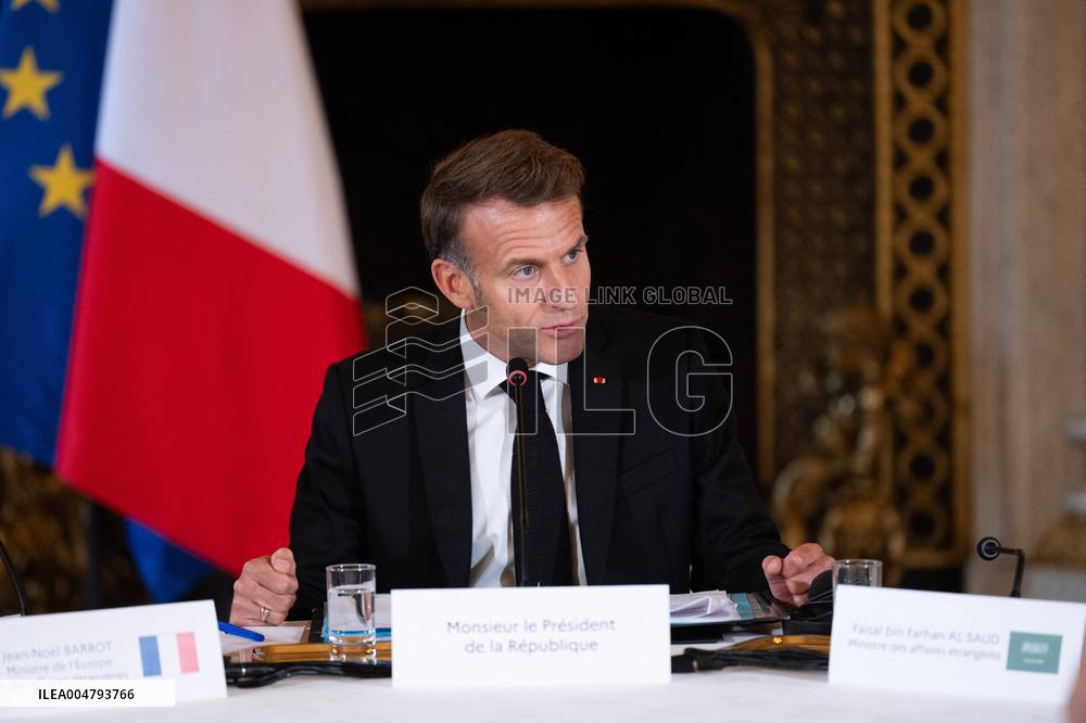 Emmanuel Macron at Meeting for a peace plan in Gaza - Paris
