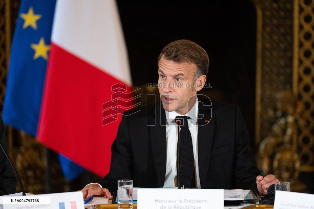 Emmanuel Macron at Meeting for a peace plan in Gaza - Paris